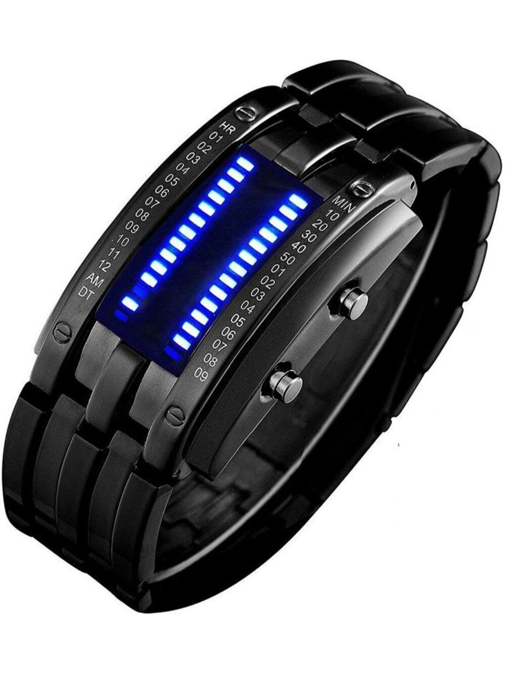 Men's Black Analog Quartz Bracelet Waterproof Binary Matrix LED Digital Watch